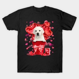 White Labrador In Red Pot Happy Valentine's Day T-Shirt